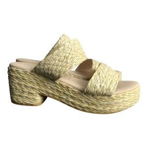 BEACH Seaview by‎ Malia Beachwear Women 10 Raffia Platform Slide Sandals Coastal